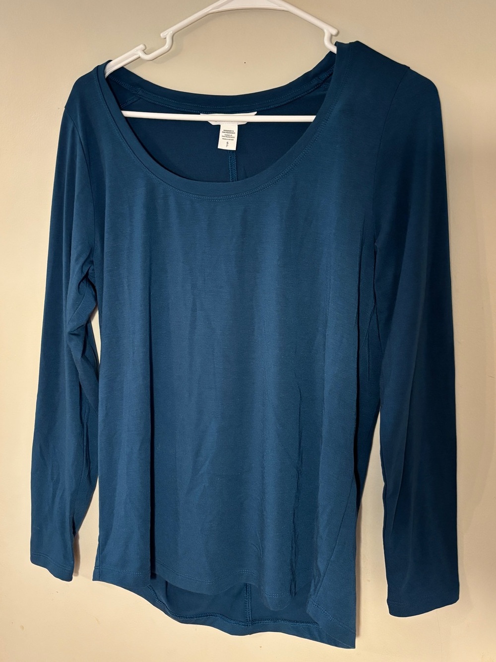 Navy Teal Athleta Women’s Long Sleeve Scoop Neck Top Size Small Athletic Stretch